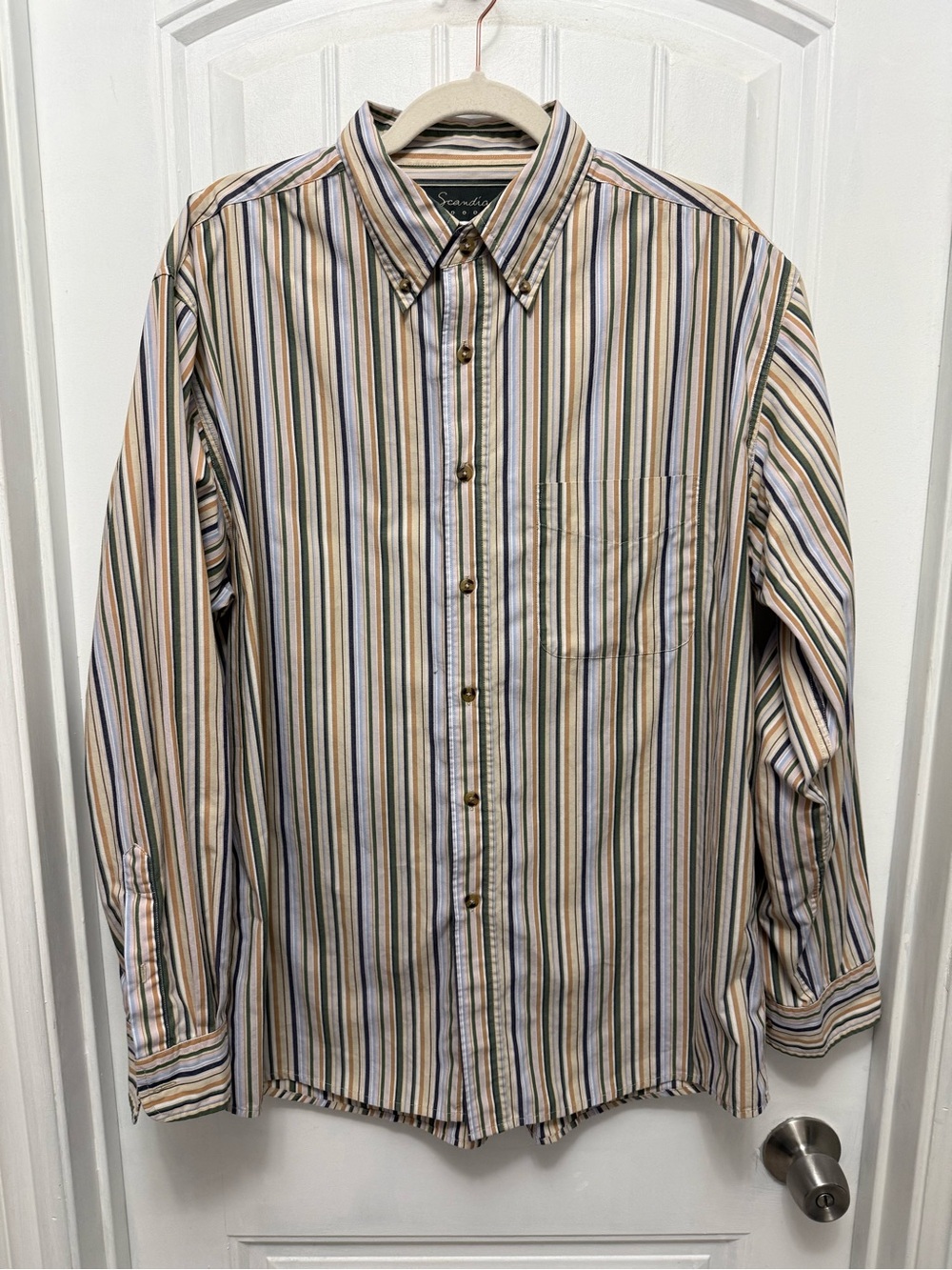 SCANDIA WOODS Men's Shirt Size Large Striped Multicolor Button-Down (58-8)